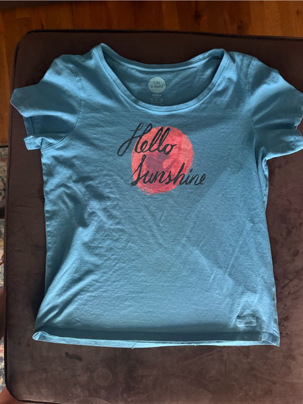 Life Is Good Teal Graphic Tee with Coral Accent
